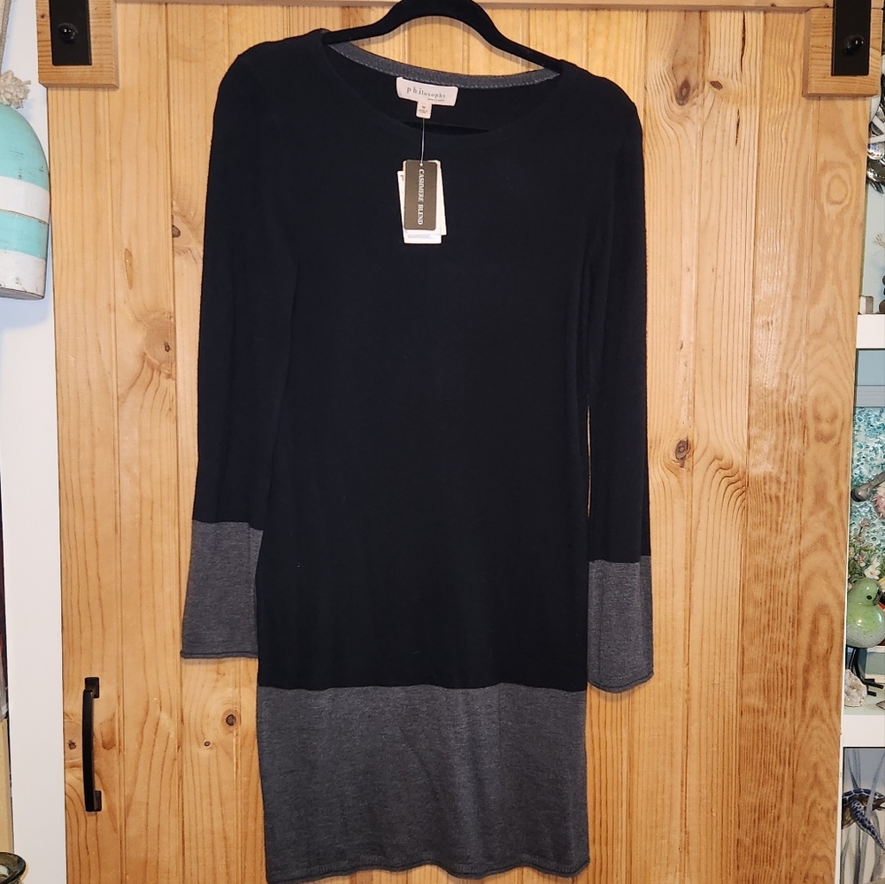 Philosophy Black & Gray Cashmere Blend Dress